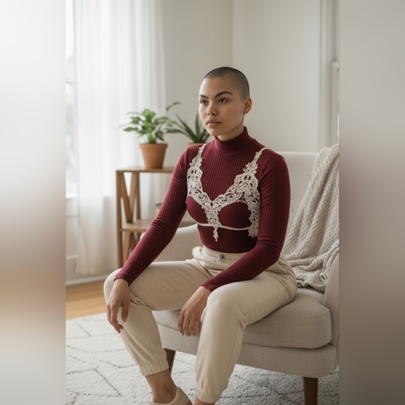 Romantic Lace Detail Ribbed Top – Vintage Cottagecore Aesthetic | Designer Inspi - Picture 8 of 8